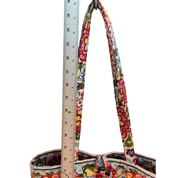 Vera Bradley Quilted Floral Tote Bag With Button Closure - Picture 6 of 14